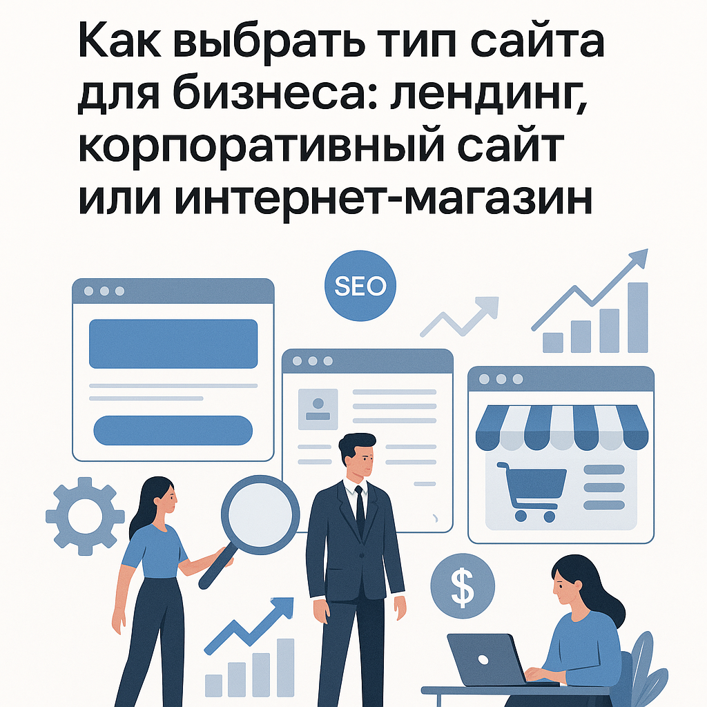 Как выбрать тип сайта для бизнеса: лендинг, корпоративный сайт или интернет-магазин