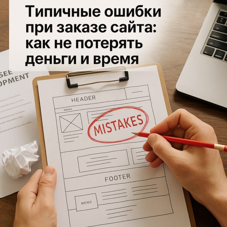Типичные ошибки при заказе сайта: как не потерять деньги и время - обложка