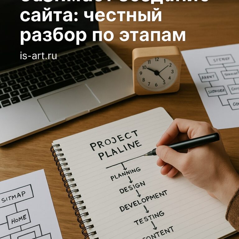 Сколько времени занимает создание сайта: честный разбор по этапам - обложка